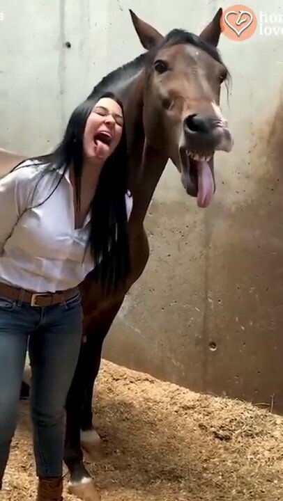 Horse mimicking girl